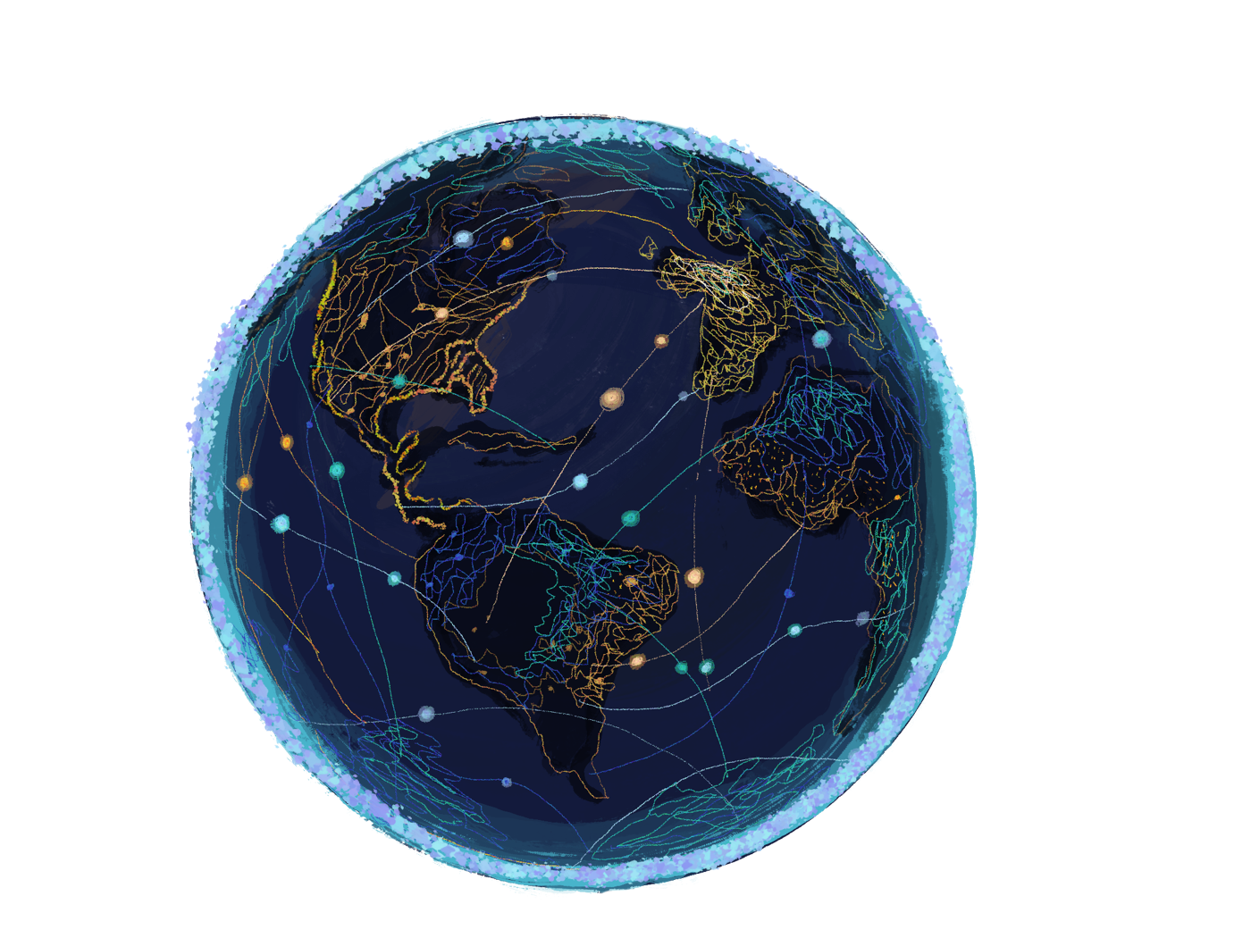 Hand-drawn globe